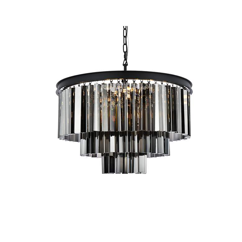 Image 4 Sydney 9 Lt Matte Black Chandelier Silver Shade (Grey) more views