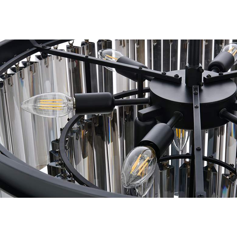 Image 6 Sydney 9 Lt Matte Black Chandelier Silver Shade (Grey) more views
