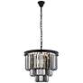 2_Sydney 9 Lt Matte Black Chandelier Silver Shade (Grey)