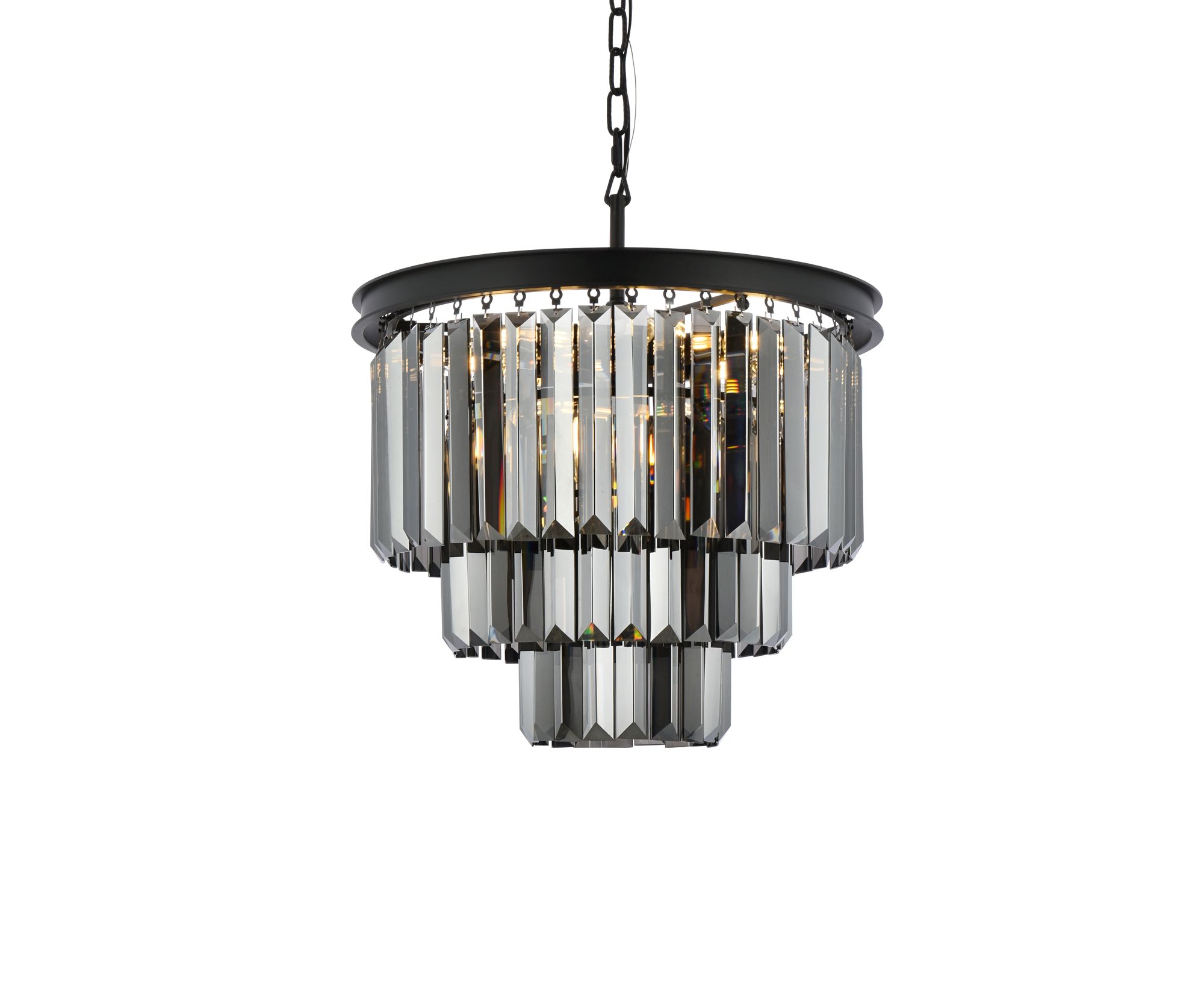 Image 4 Sydney 9 Lt Matte Black Chandelier Silver Shade (Grey) more views