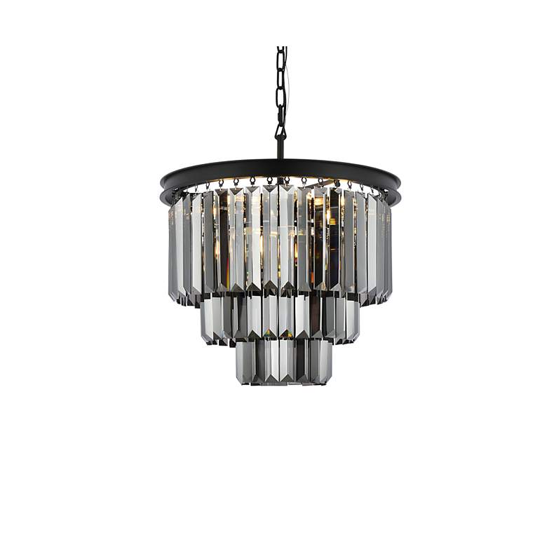 Image 4 Sydney 9 Lt Matte Black Chandelier Silver Shade (Grey) more views