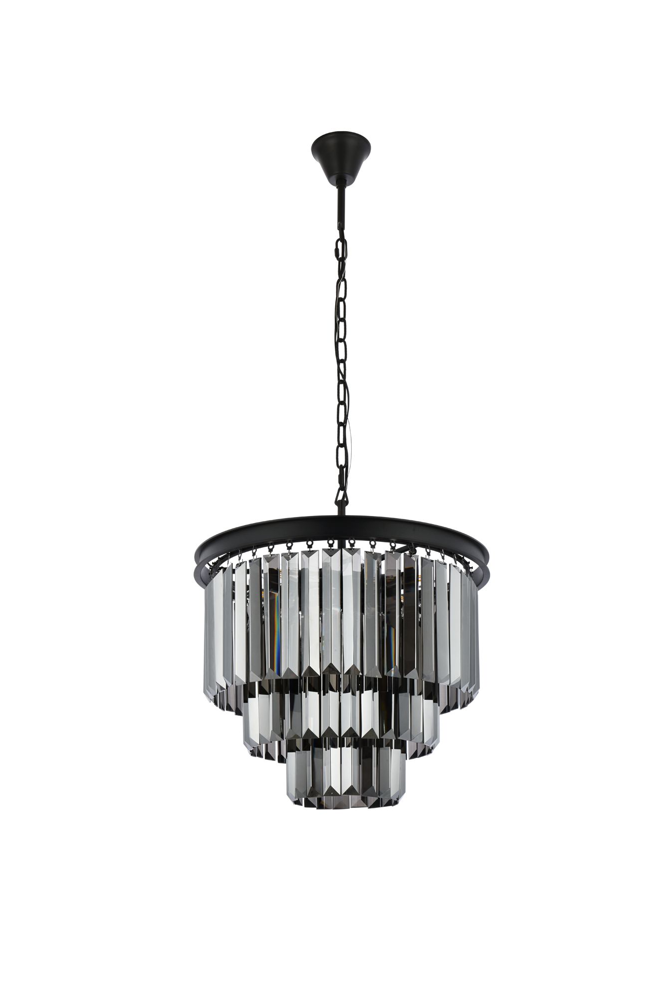 Sydney 9 Lt Matte Black Chandelier Silver Shade (Grey)