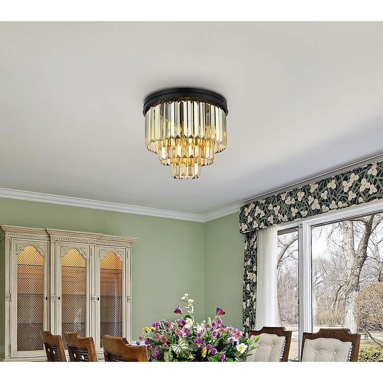 Image 3 Sydney 9 Lt Matte Black Flush Mount Golden Teak more views