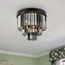1_Sydney 9 Lt Matte Black Flush Mount Silver Shade (Grey)