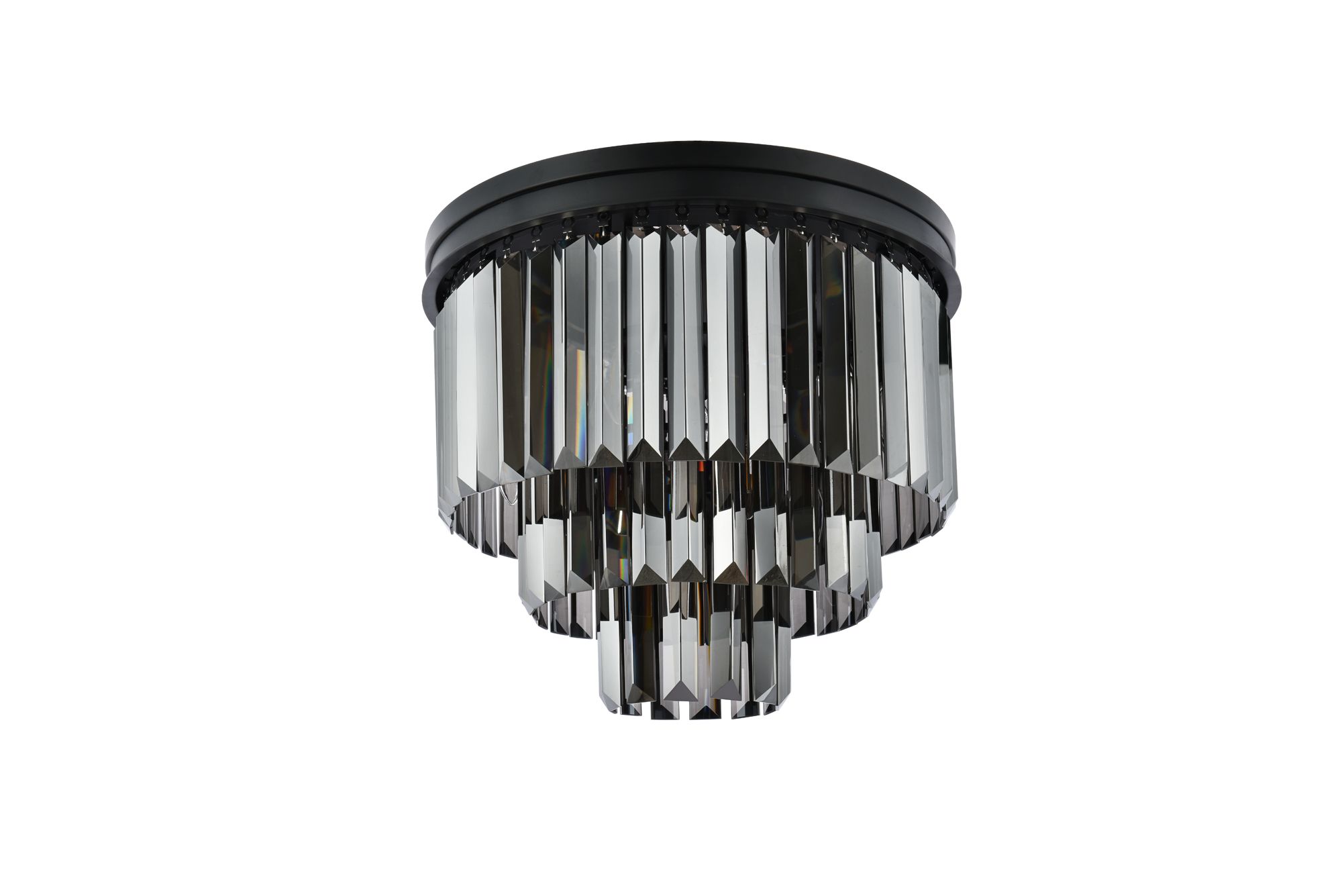 Sydney 9 Lt Matte Black Flush Mount Silver Shade (Grey)