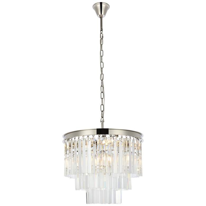 Image 1 Sydney 9 Lt Polished Nickel Chandelier Clear