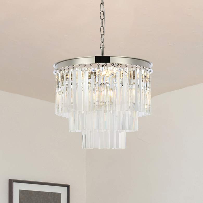 Image 1 Sydney 9 Lt Polished Nickel Chandelier Clear