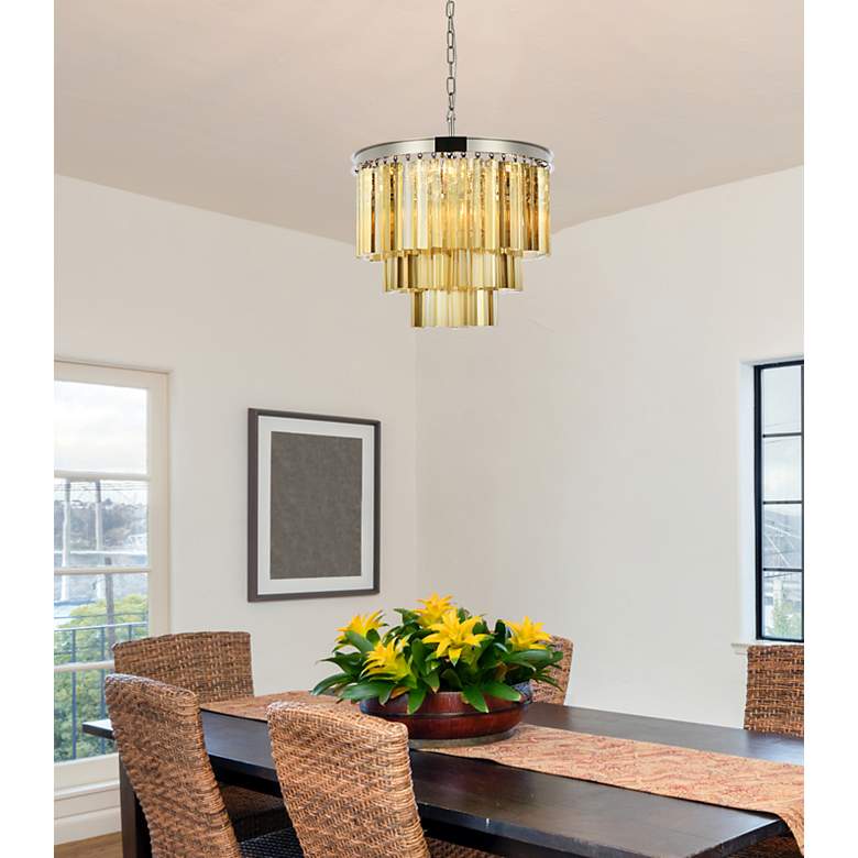 Image 3 Sydney 9 Lt Polished Nickel Chandelier Golden Teak more views