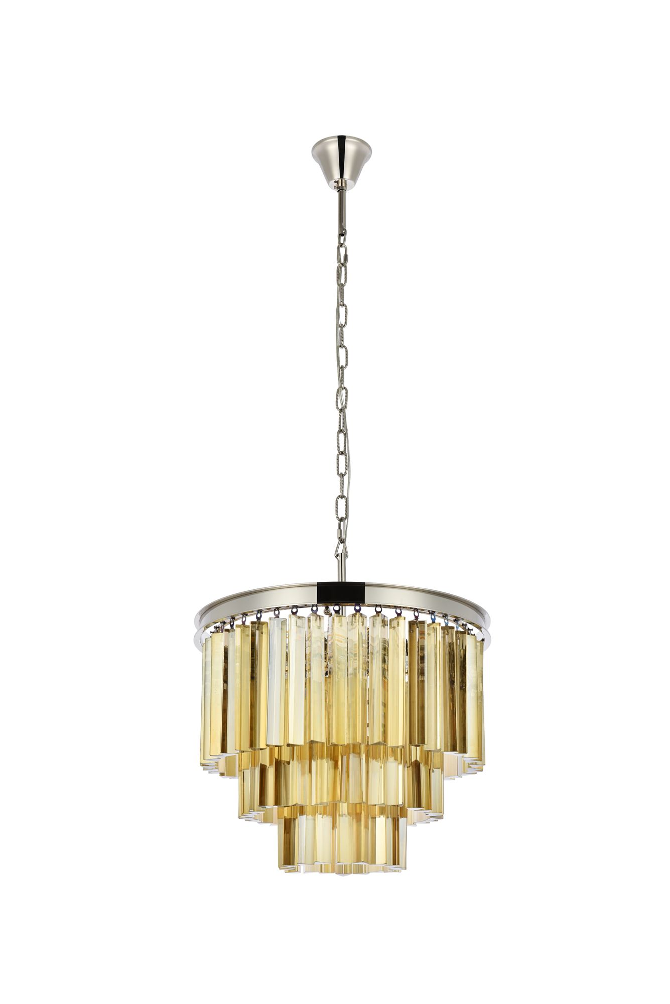 Sydney 9 Lt Polished Nickel Chandelier Golden Teak