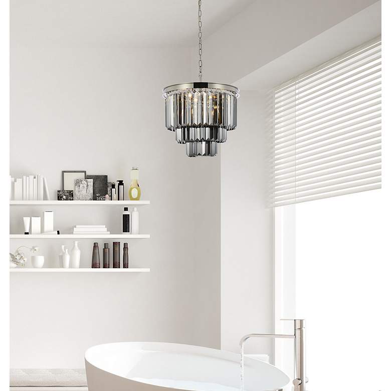 Image 3 Sydney 9 Lt Polished Nickel Chandelier Silver Shade (Grey) more views