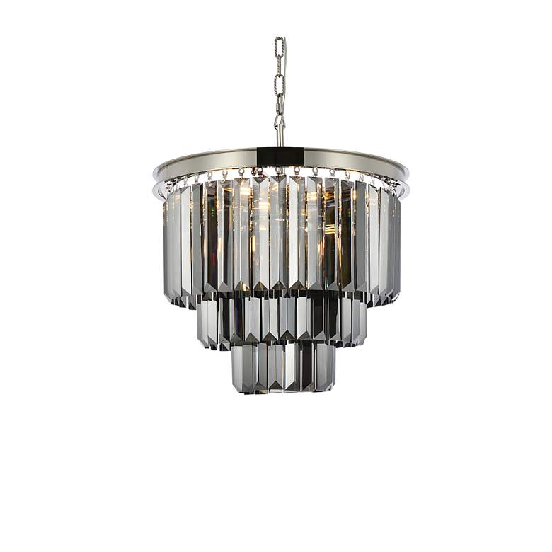 Image 4 Sydney 9 Lt Polished Nickel Chandelier Silver Shade (Grey) more views