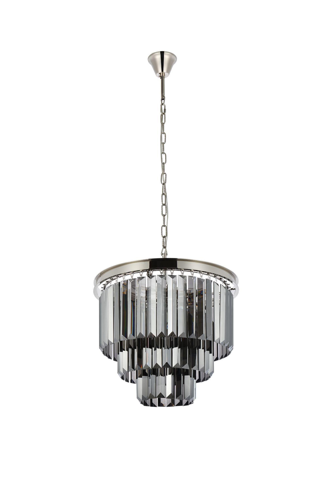 Sydney 9 Lt Polished Nickel Chandelier Silver Shade (Grey)