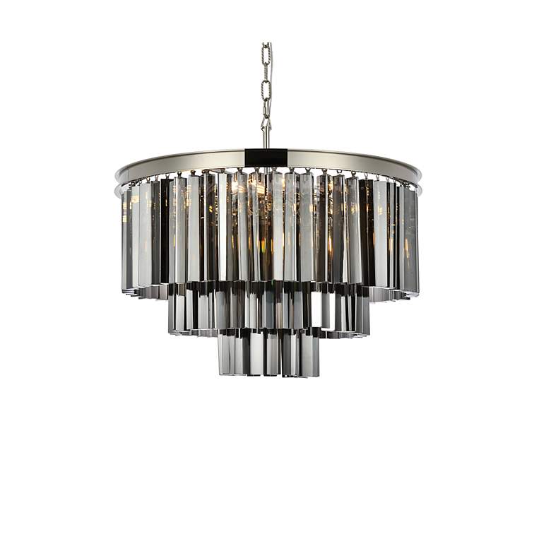Image 4 Sydney 9 Lt Polished Nickel Chandelier Silver Shade (Grey) more views