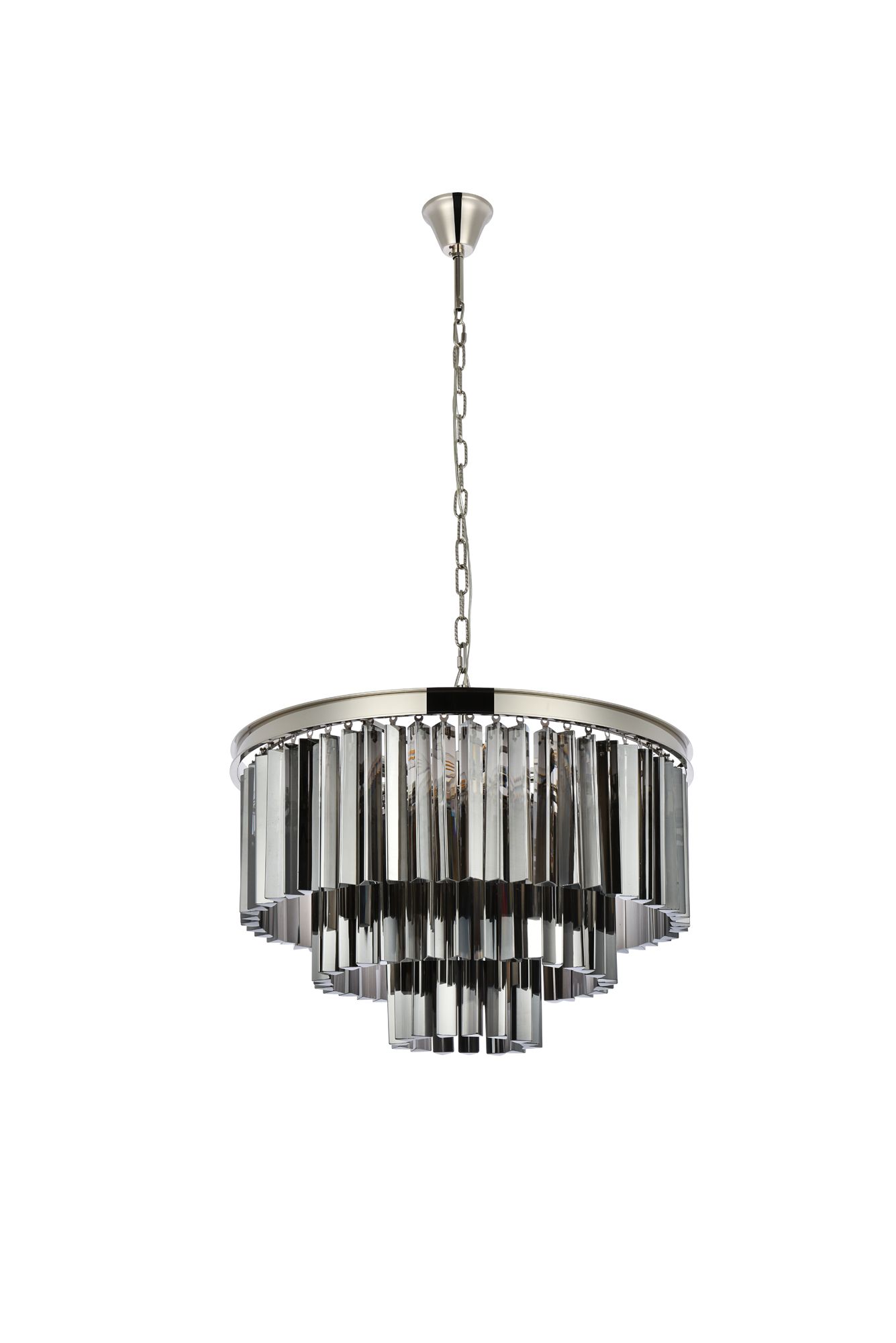 Sydney 9 Lt Polished Nickel Chandelier Silver Shade (Grey)