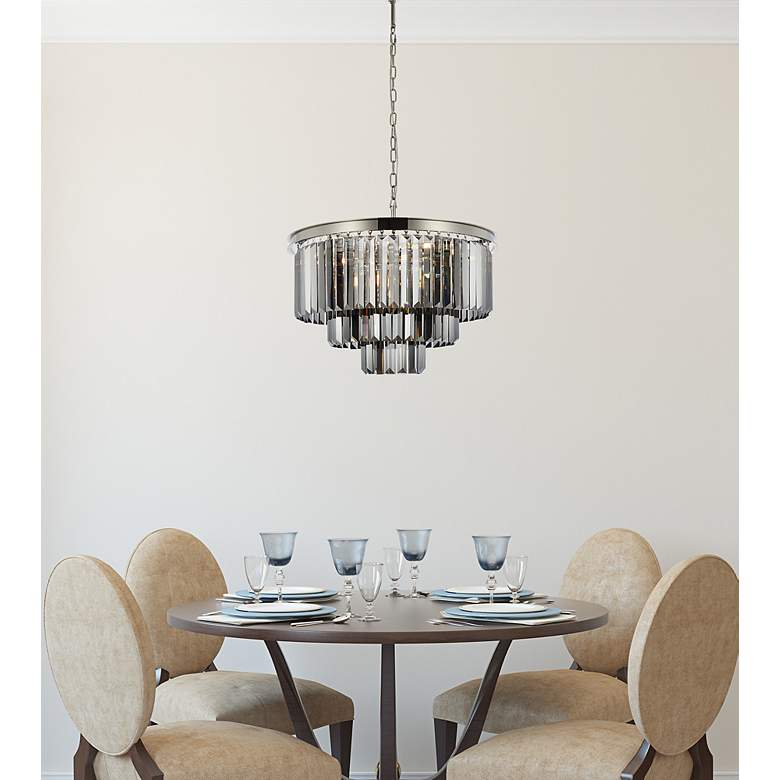Image 3 Sydney 9 Lt Polished Nickel Chandelier Silver Shade (Grey) more views