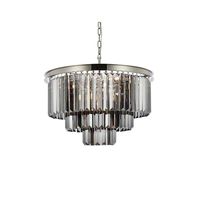 Image 4 Sydney 9 Lt Polished Nickel Chandelier Silver Shade (Grey) more views
