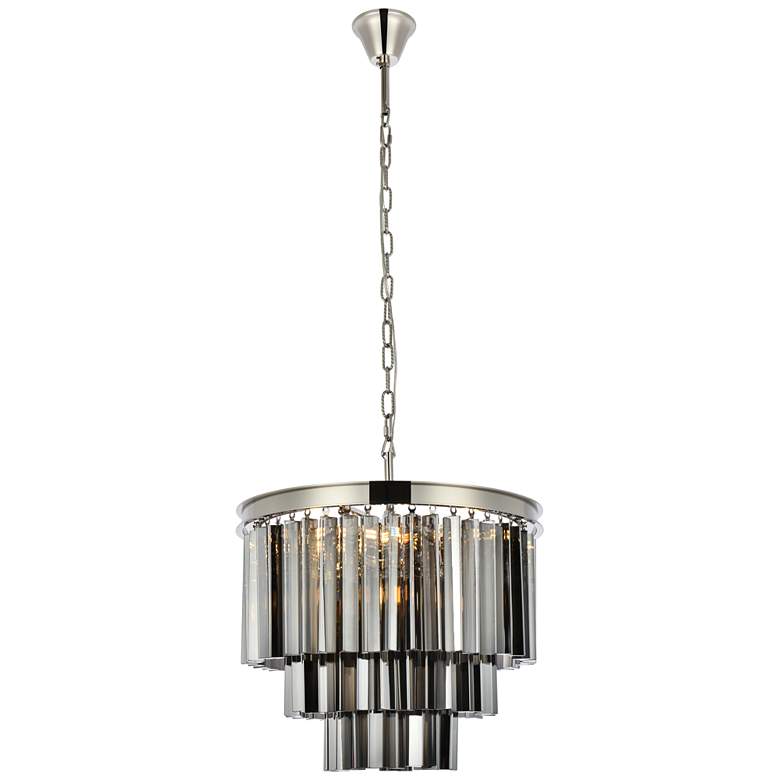 Image 1 Sydney 9 Lt Polished Nickel Chandelier Silver Shade (Grey)