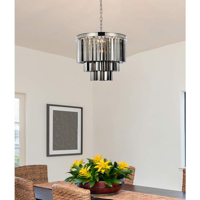 Image 3 Sydney 9 Lt Polished Nickel Chandelier Silver Shade (Grey) more views