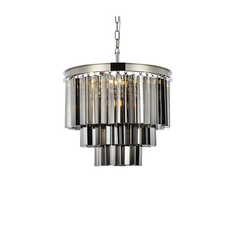 Image 4 Sydney 9 Lt Polished Nickel Chandelier Silver Shade (Grey) more views