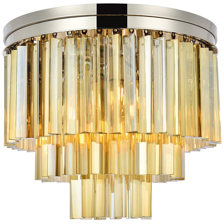 Image 1 Sydney 9 Lt Polished Nickel Flush Mount Golden Teak