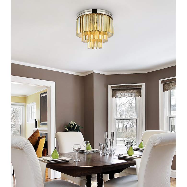 Image 3 Sydney 9 Lt Polished Nickel Flush Mount Golden Teak more views