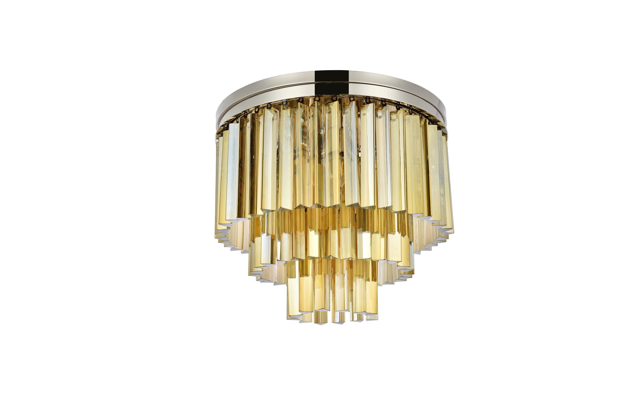 Sydney 9 Lt Polished Nickel Flush Mount Golden Teak