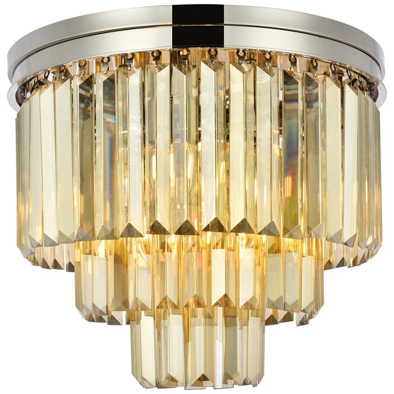 Image 1 Sydney 9 Lt Polished Nickel Flush Mount Golden Teak
