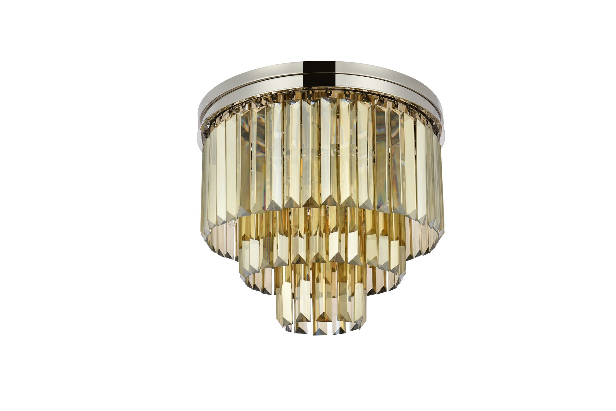 Sydney 9 Lt Polished Nickel Flush Mount Golden Teak