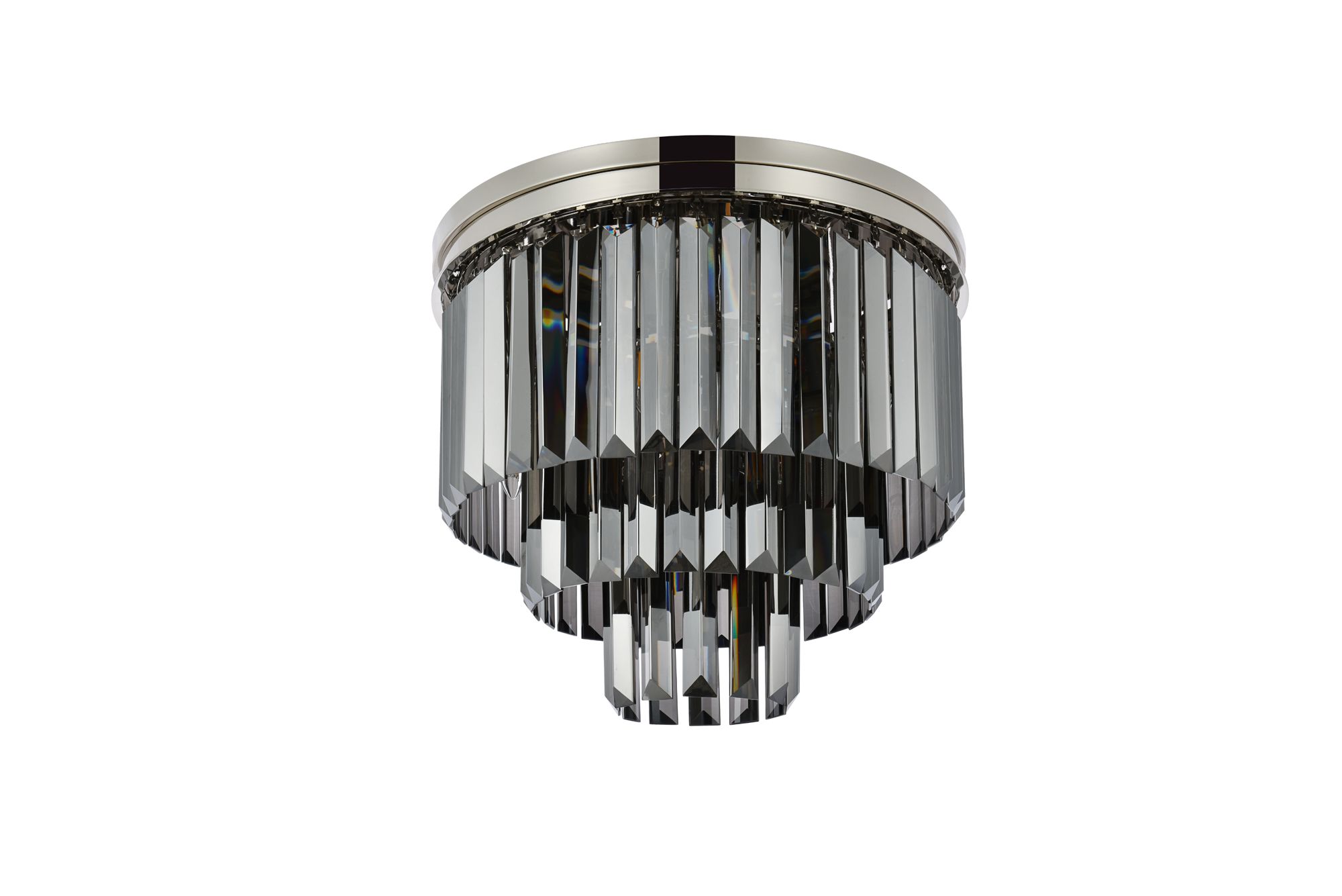 Sydney 9 Lt Polished Nickel Flush Mount Silver Shade (Grey)