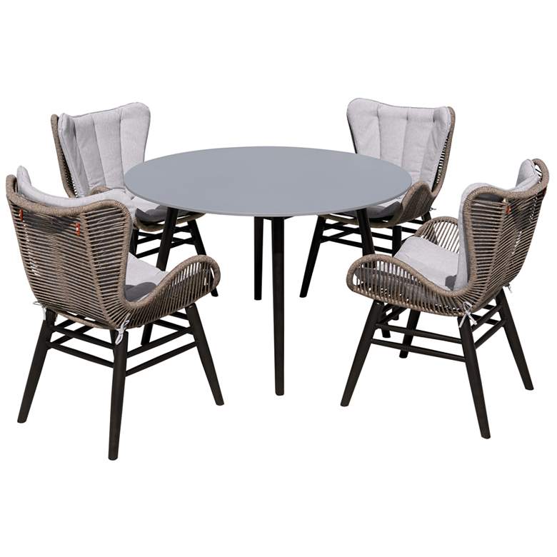 Image 1 Sydney and Fanny 5 Piece Outdoor Dining Set in Eucalyptus with Rope