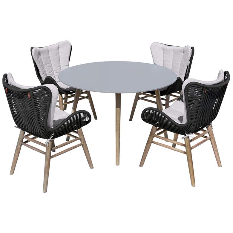 Image 1 Sydney and Fanny 5 Piece Outdoor Dining Set in Eucalyptus with Rope