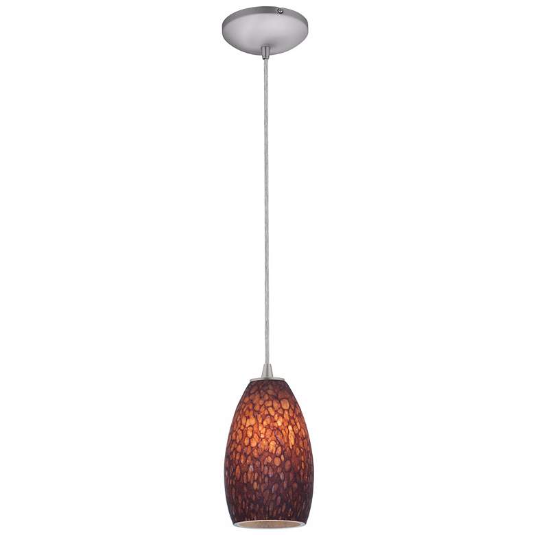 Image 3 Sydney Collection Brushed Steel - Brown Stone Mini Pendant more views