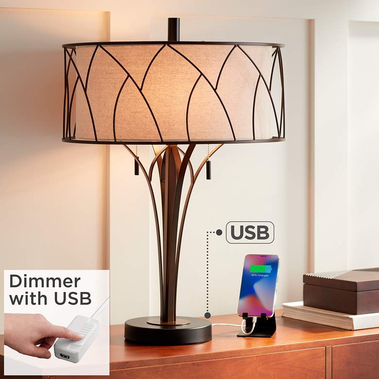 Image 1 Sydney Modern USB Table Lamp with USB Dimmer