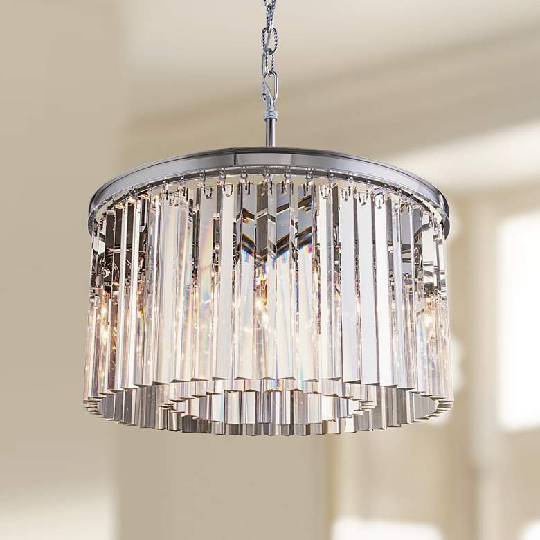 Image 1 Sydney Polished Nickel 26" Wide Crystal Pendant Light