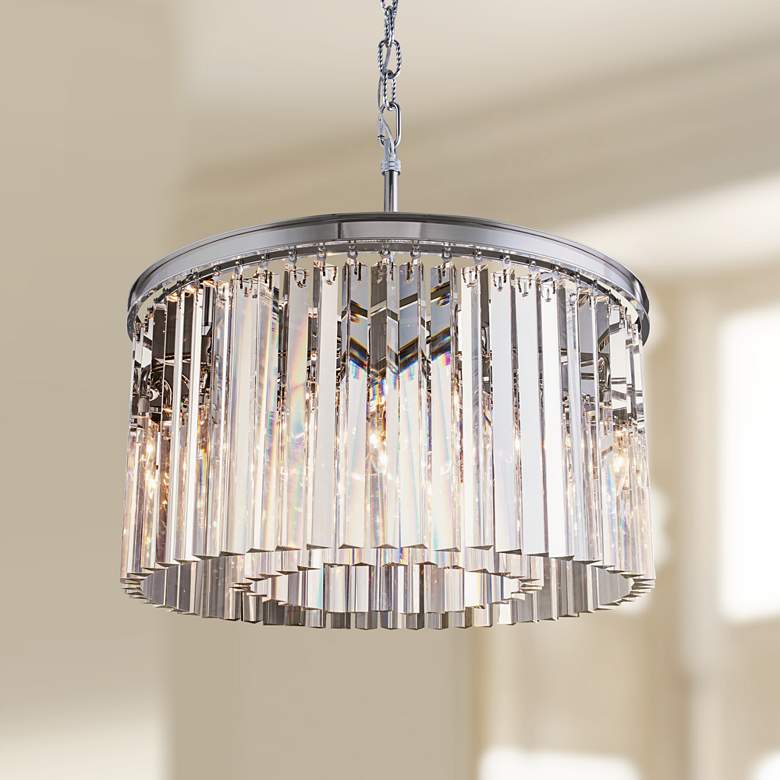 Image 1 Sydney Polished Nickel 26 inch Wide Crystal Pendant Light