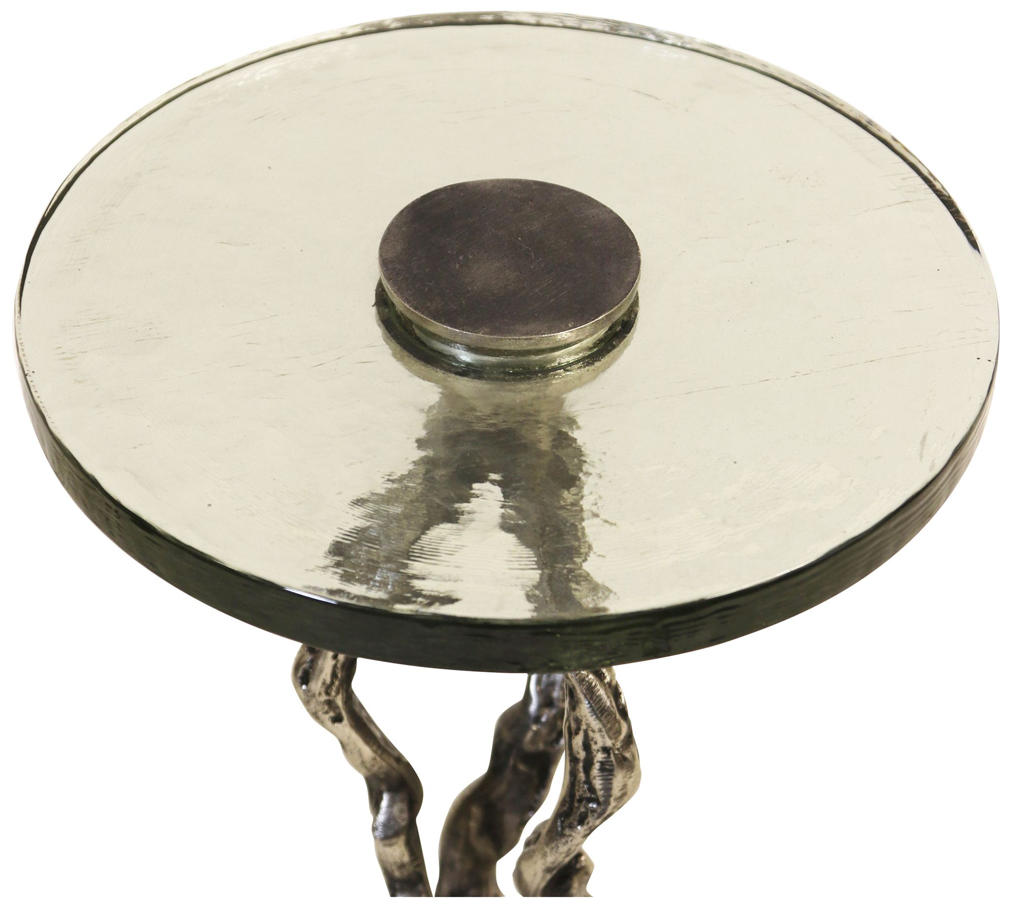 Image 2 Sylvan 12 x 22 Silver Antique, Clear Side Table more views