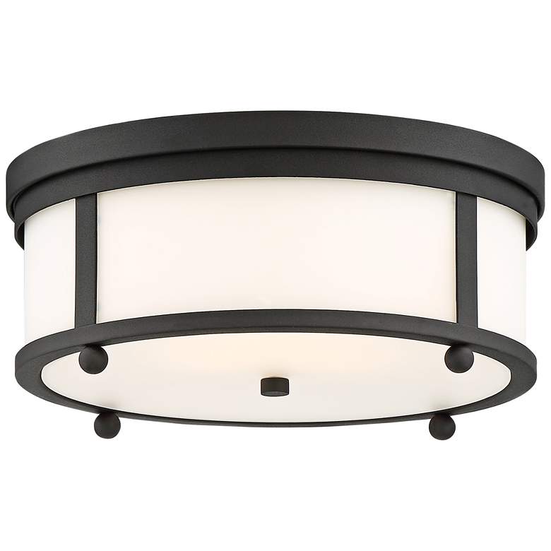 Image 1 Sylvan 15 inch Wide Matte Black Forged Outdoor Ceiling Light