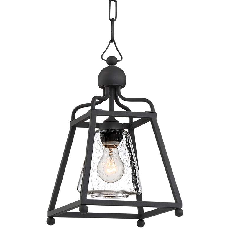 Image 1 Sylvan 16 inch High Matte Black Forged Outdoor Hanging Light