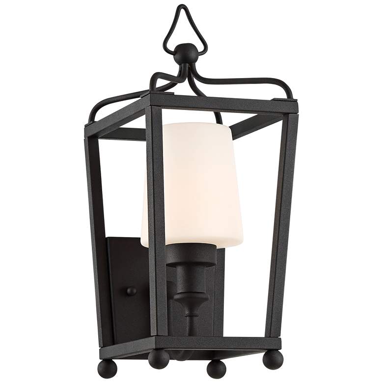 Image 1 Sylvan 17 1/2" High Black and Opal Glass Outdoor Wall Light