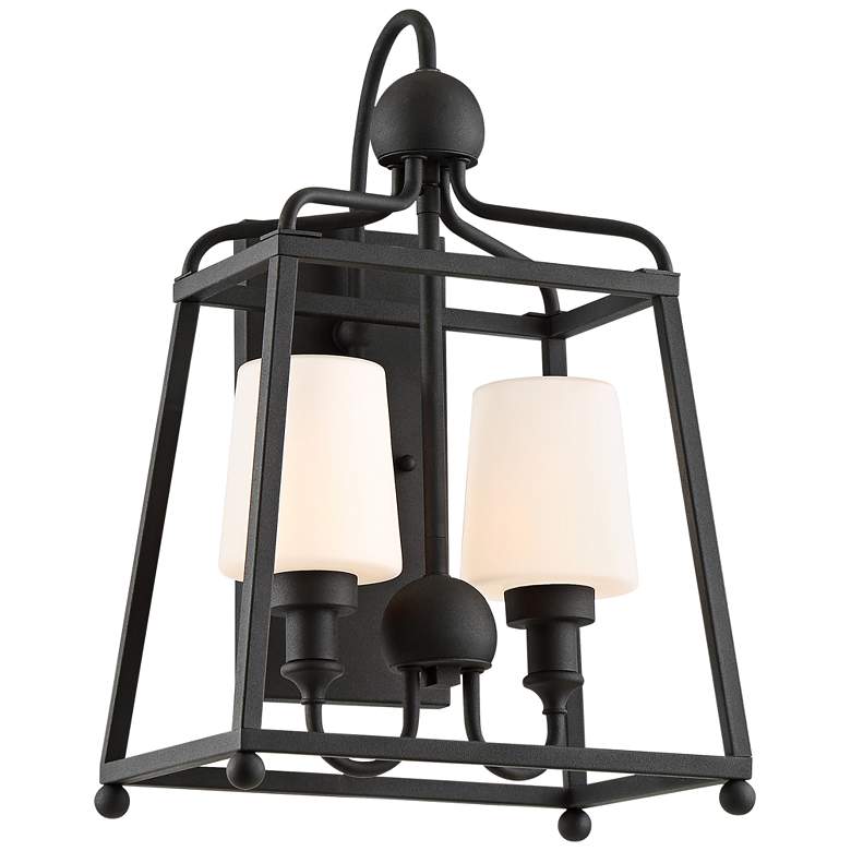 Image 1 Sylvan 18" High Black and Opal Glass Outdoor Wall Light