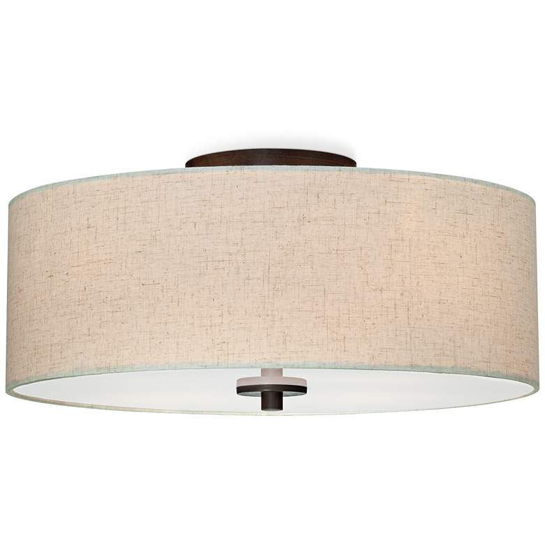 Image 5 Sylvan 18 inch Wide Oatmeal Drum Ceiling Light more views