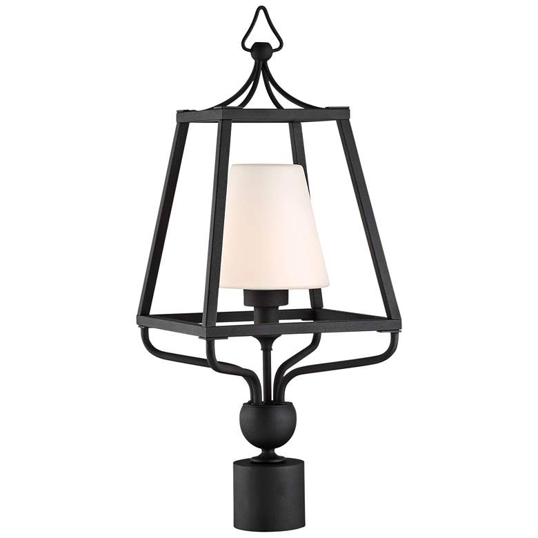 Image 1 Sylvan 22 1/2" High Black and Opal Glass Outdoor Post Light