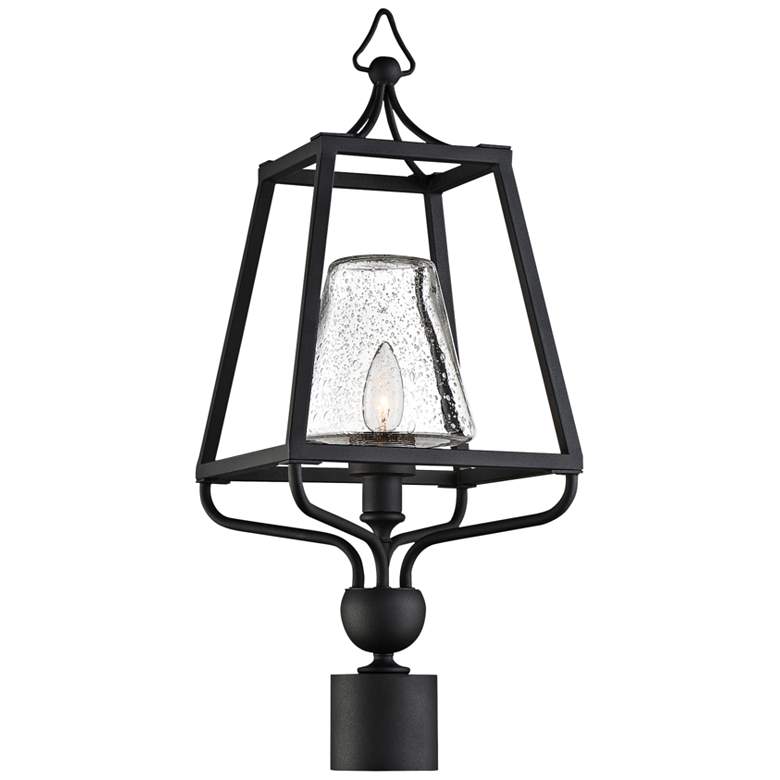 Image 1 Sylvan 22 1/2"H Black and Seeded Glass Outdoor Post Light