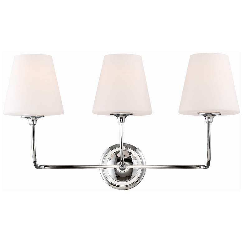 Image 1 Sylvan 23 1/4 inch Wide Opal Shades and Polished Chrome 3-Light Bath Light