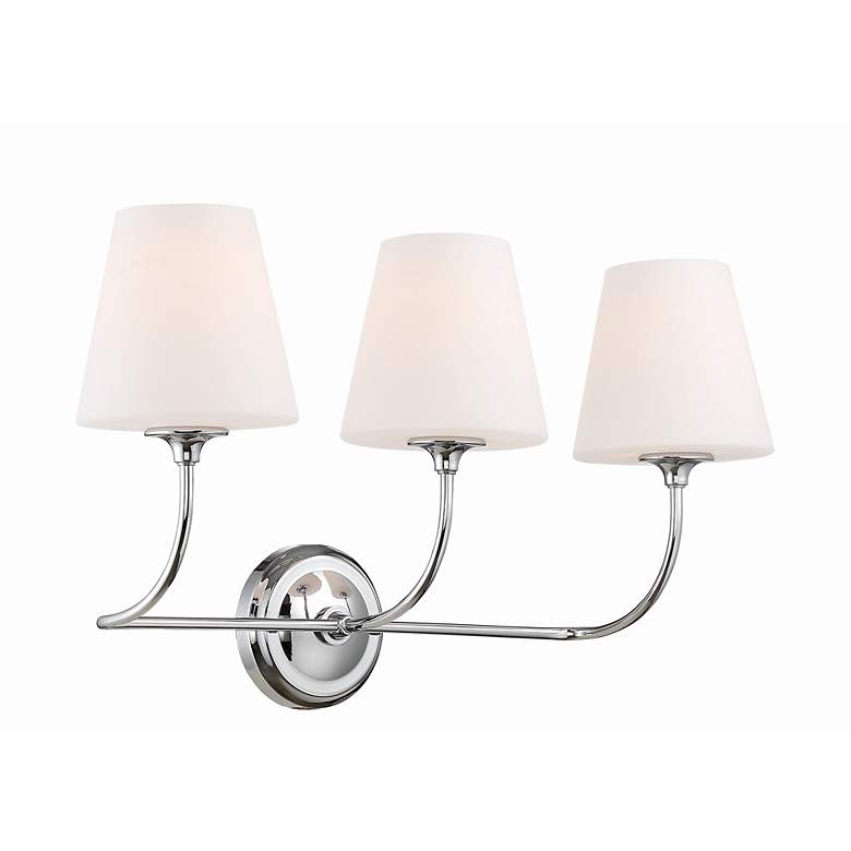 Image 2 Sylvan 23 1/4" Wide Opal Shades and Polished Chrome 3-Light Bath Light more views