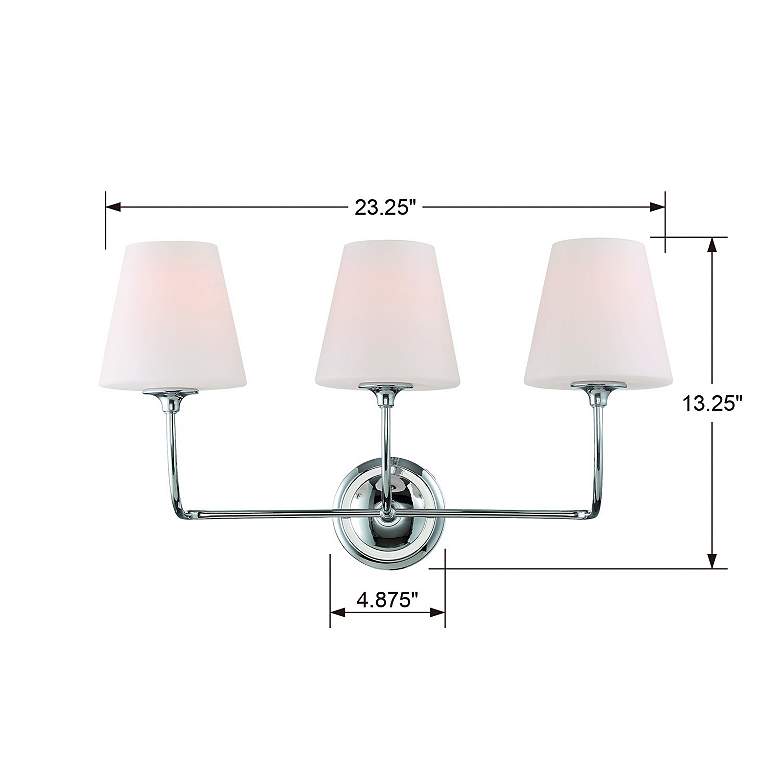 Image 7 Sylvan 23 1/4" Wide Opal Shades and Polished Chrome 3-Light Bath Light more views