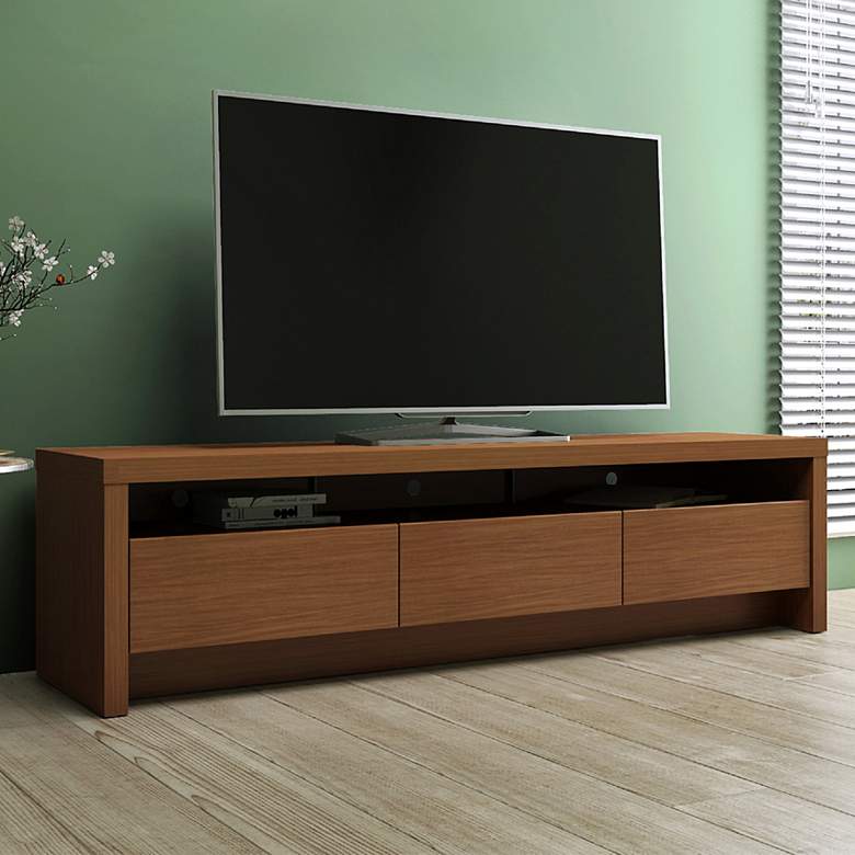 Image 1 Sylvan 70 1/2" Wide Maple Cream Wood 3-Drawer TV Stand
