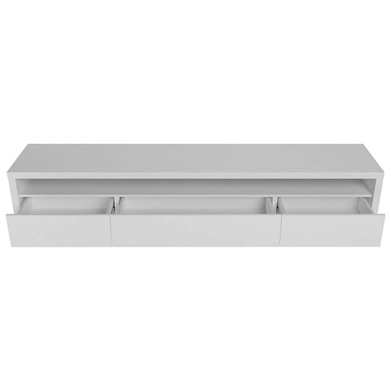 Image 4 Sylvan 85 inch Wide Matte White Wood 3-Drawer TV Stand more views