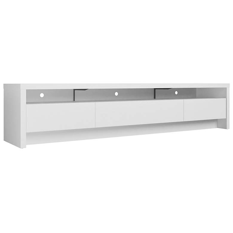Image 5 Sylvan 85 inch Wide Matte White Wood 3-Drawer TV Stand more views