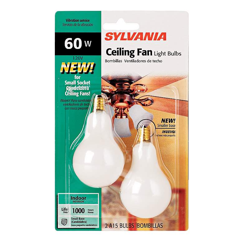 Image 1 Sylvania 2-Pack 60 Watt Candelabra Ceiling Fan Light Bulbs